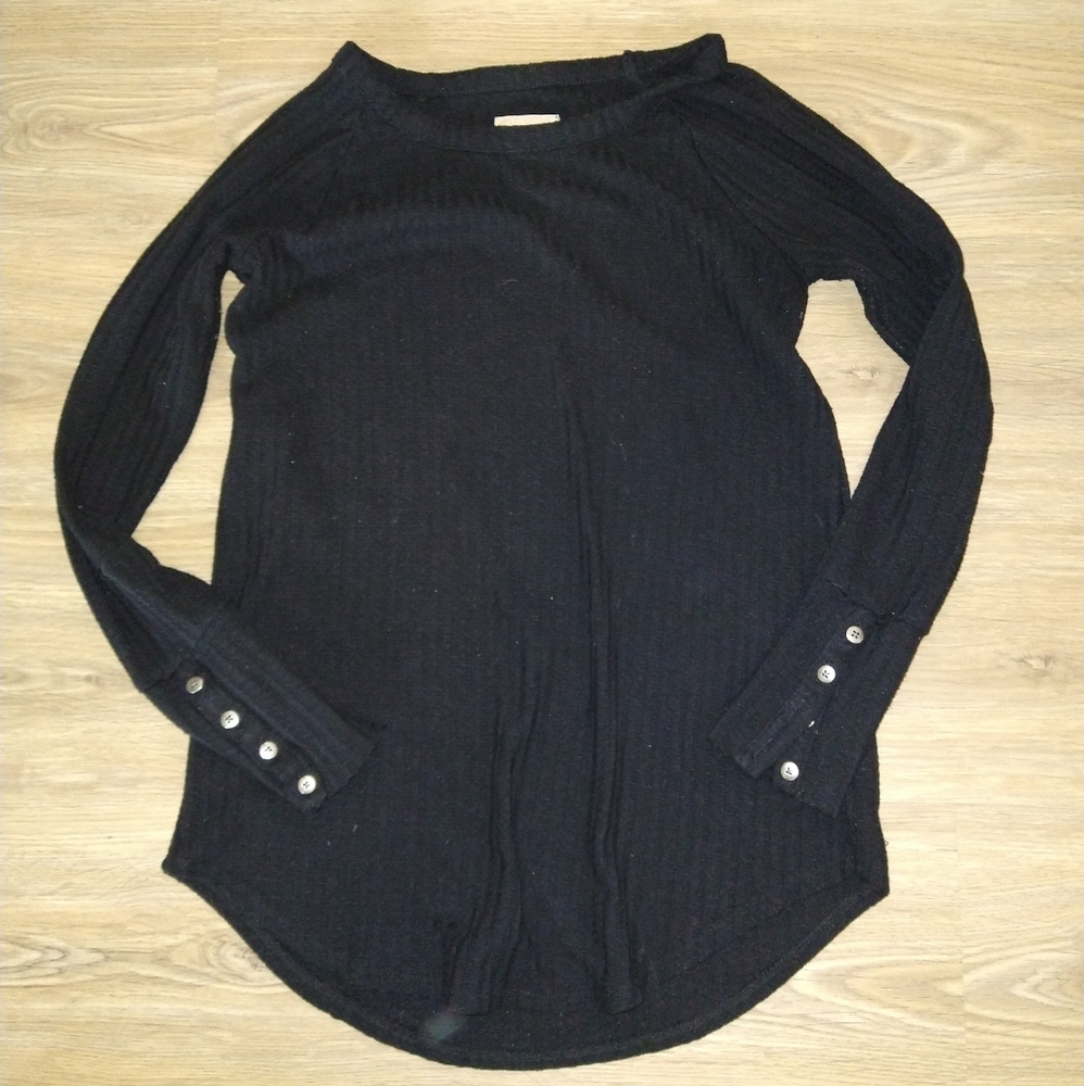 Black Pullover Button Sleeved Top - image 2